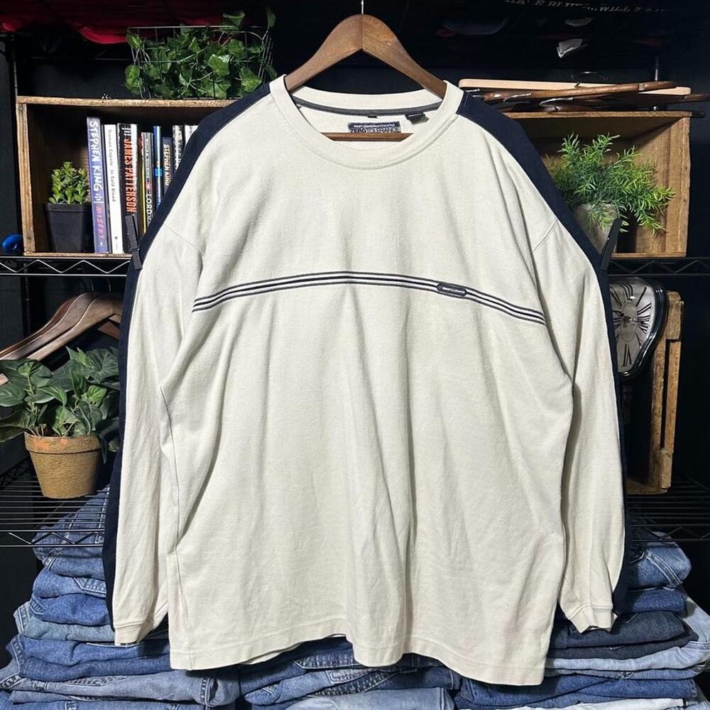 Vintage Y2K Point Zero Striped Surf Long Sleeve White Zero Tolerance Tee Shirt